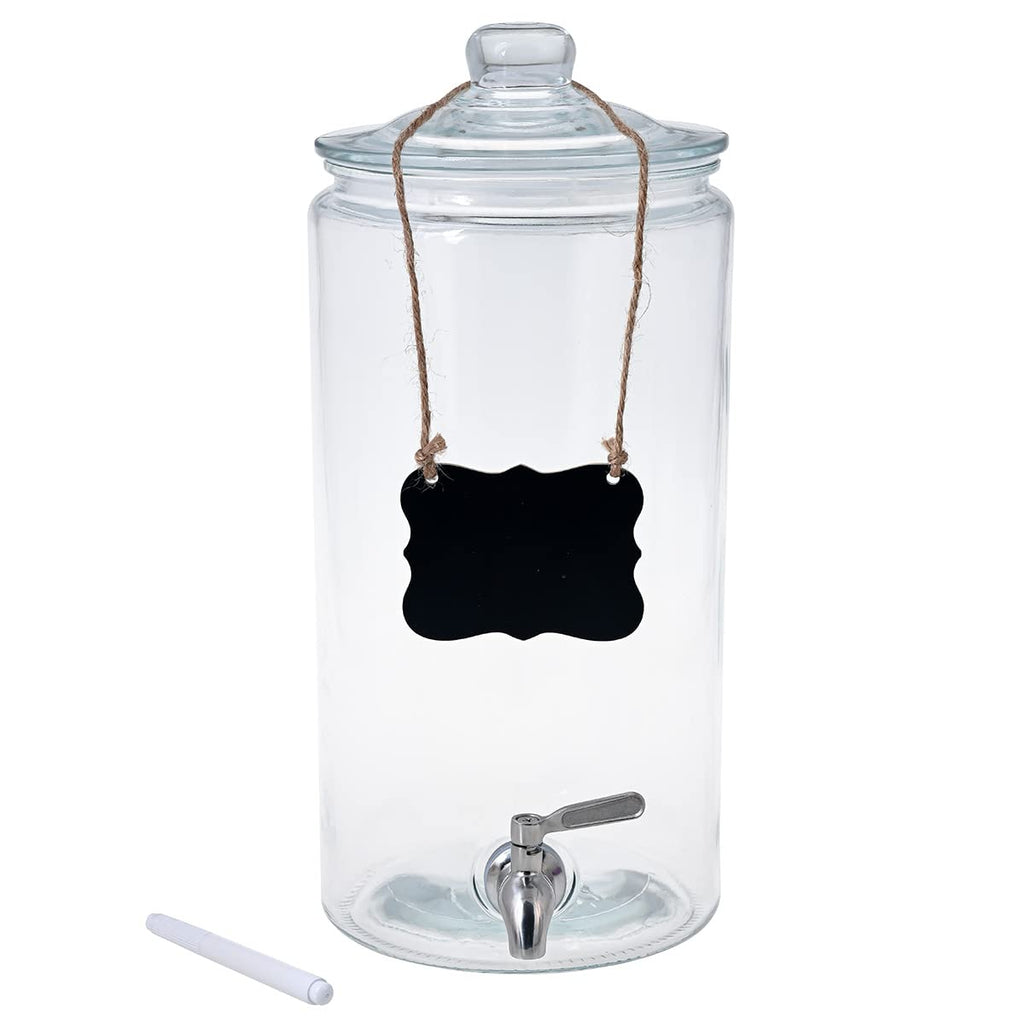 2 Gallon Glass Beverage Dispenser with Stainless Steel Spigot F13879
