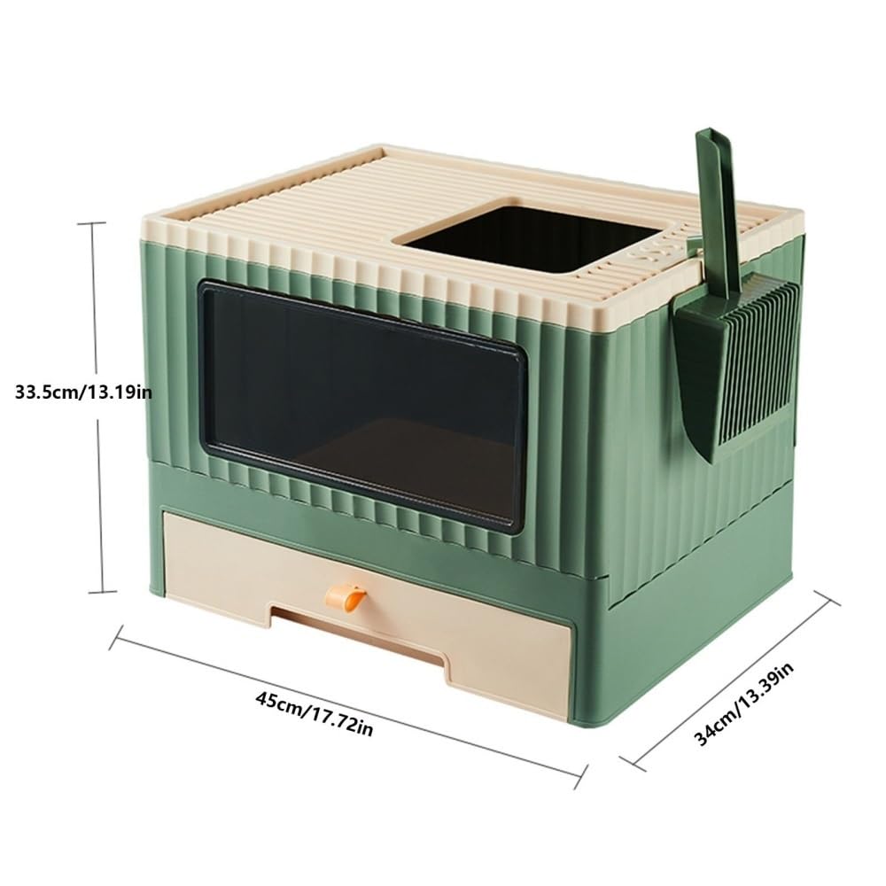 Foldable Top Entry Cat Litter Box with Lid I64606