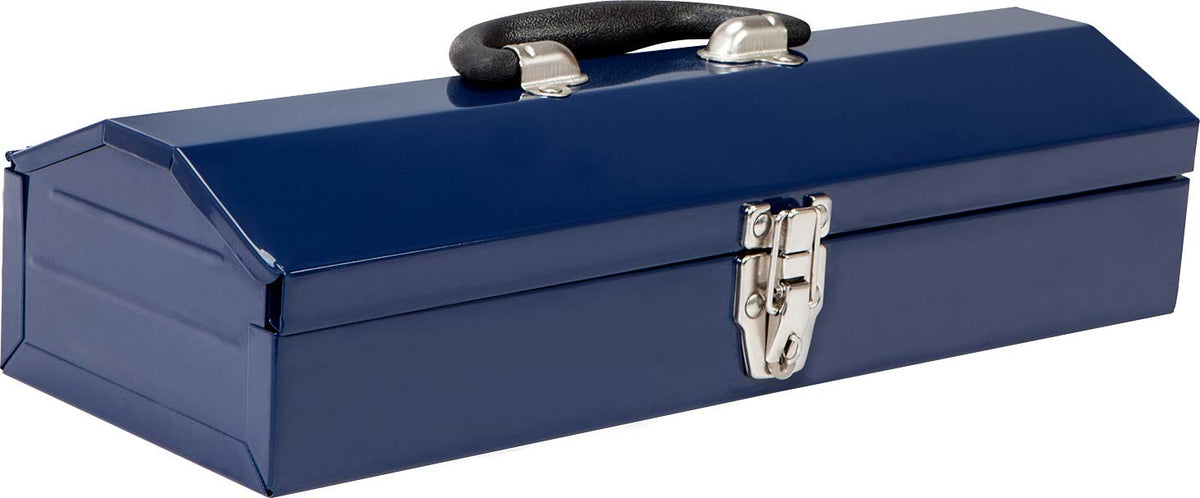 16" Portable Steel Tool Box with Metal Latch Closure, Blue Y257005