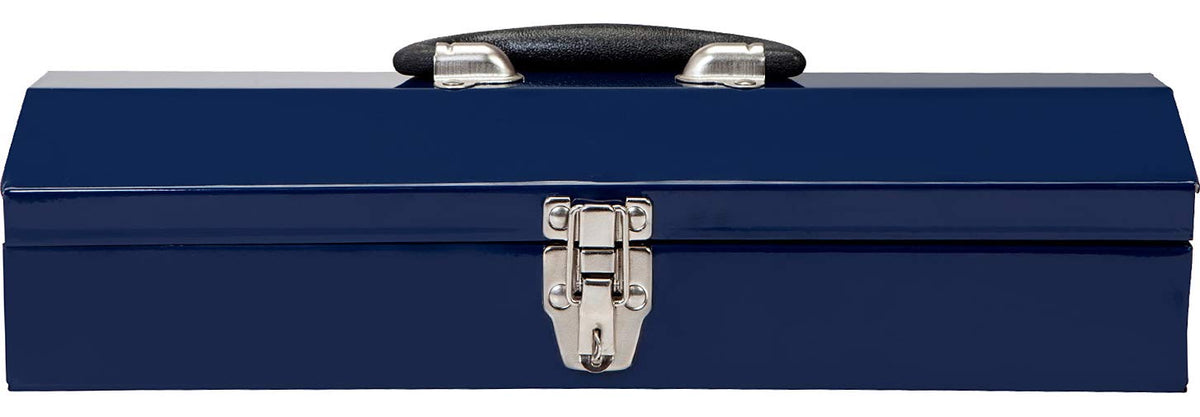 16" Portable Steel Tool Box with Metal Latch Closure, Blue Y257005