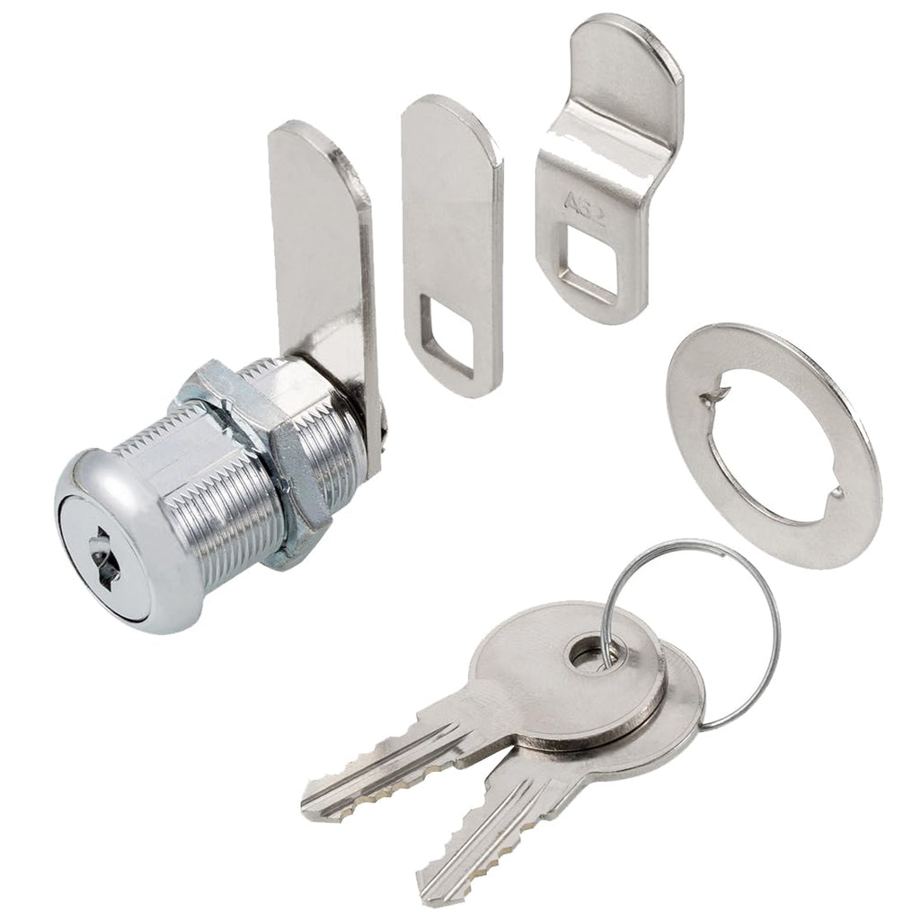 Keyed Alike 1” Cylinder Cam Locks Chrome Finish with 3 Cams and 2 Keys T793599