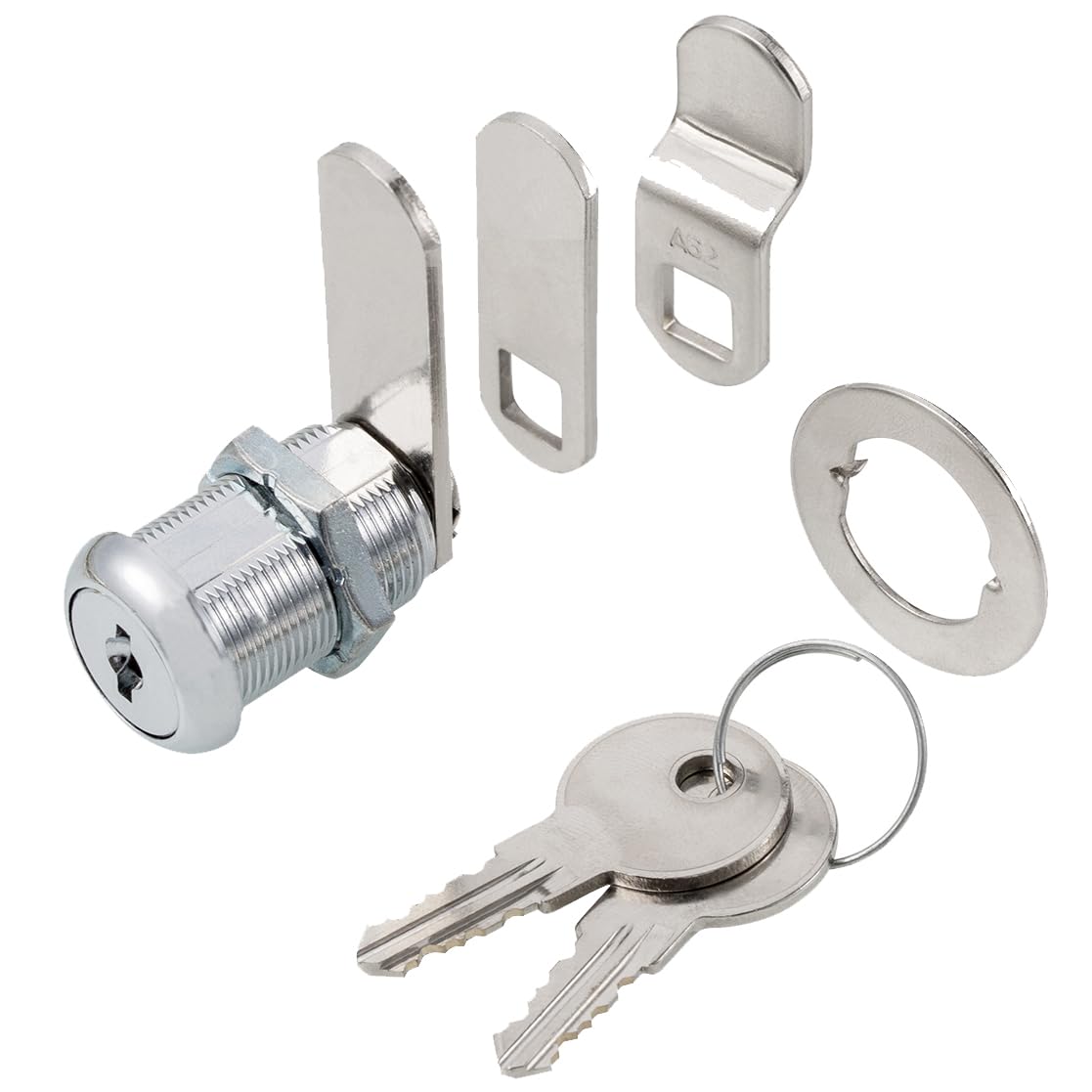 Keyed Alike 1” Cylinder Cam Locks Chrome Finish with 3 Cams and 2 Keys T793599