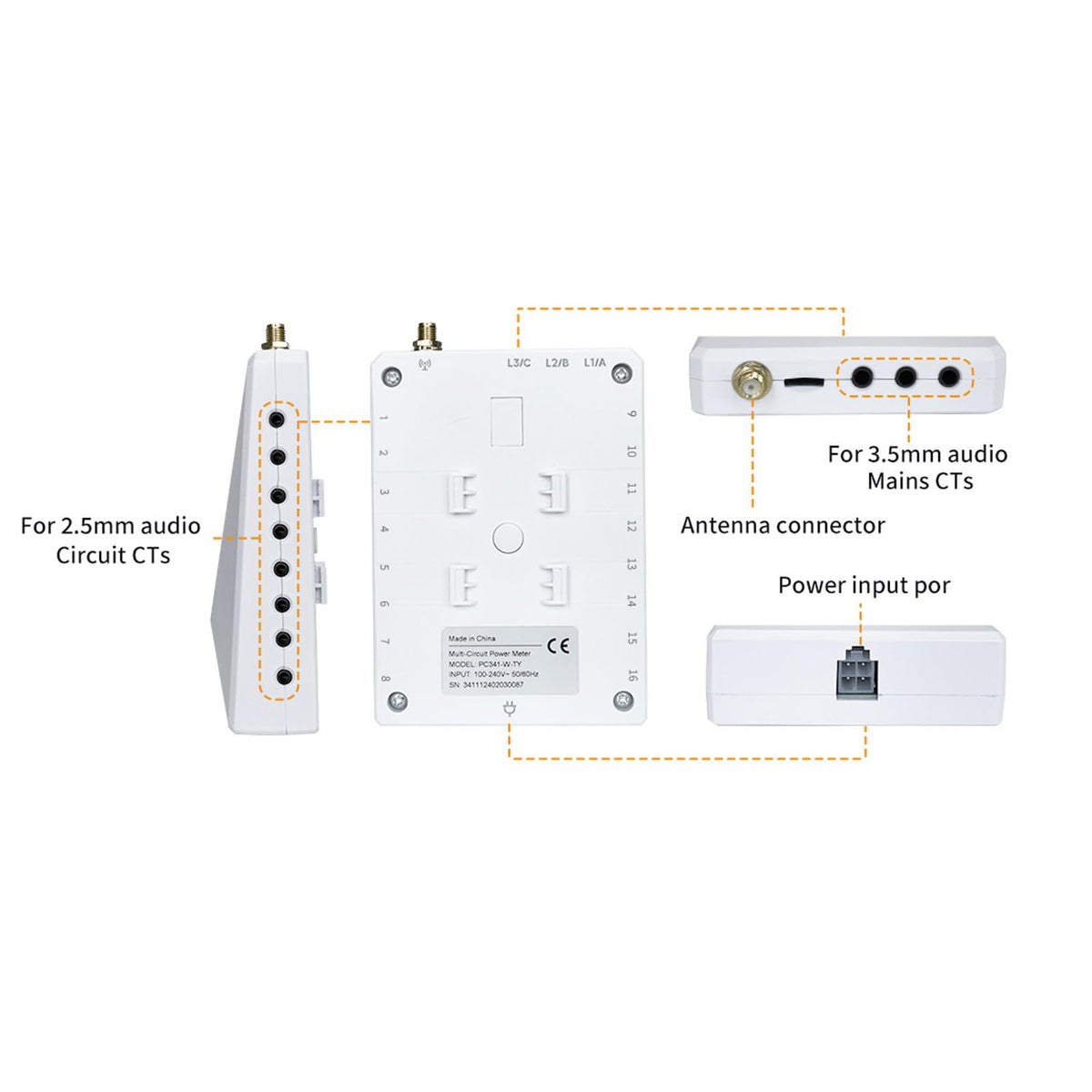 WiFi 3 Phase 4 Wire Bidirectional Energy Meter with Sensors R2233