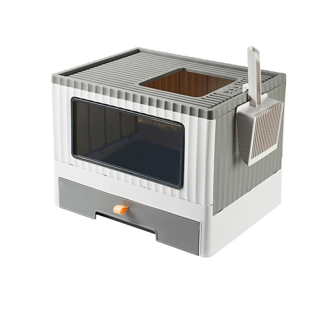 Foldable Top Entry Cat Litter Box with Lid I64606