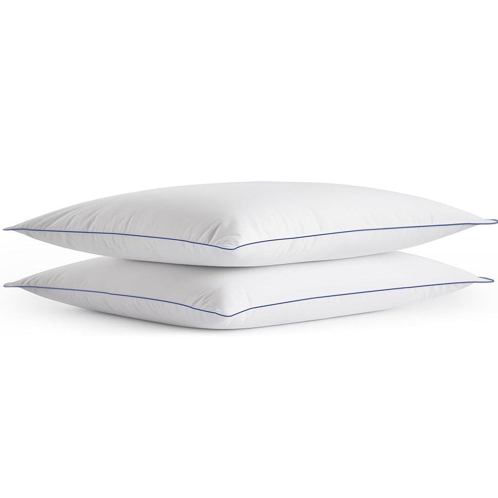 Soft Thin Standard Size Pillows Set of 2 with Down Alternative Fill White D232