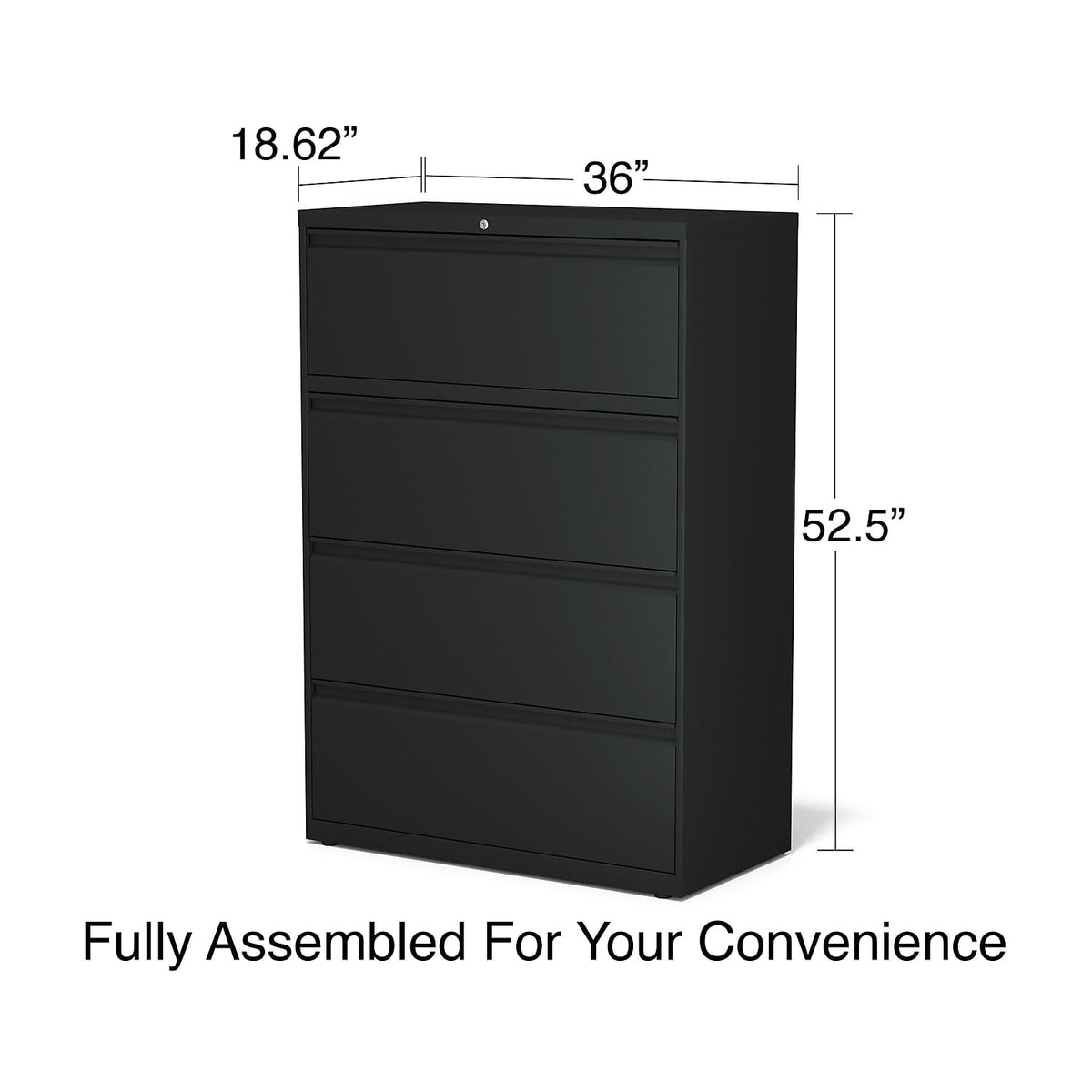 4 Drawer Black Lateral File Cabinet G8805