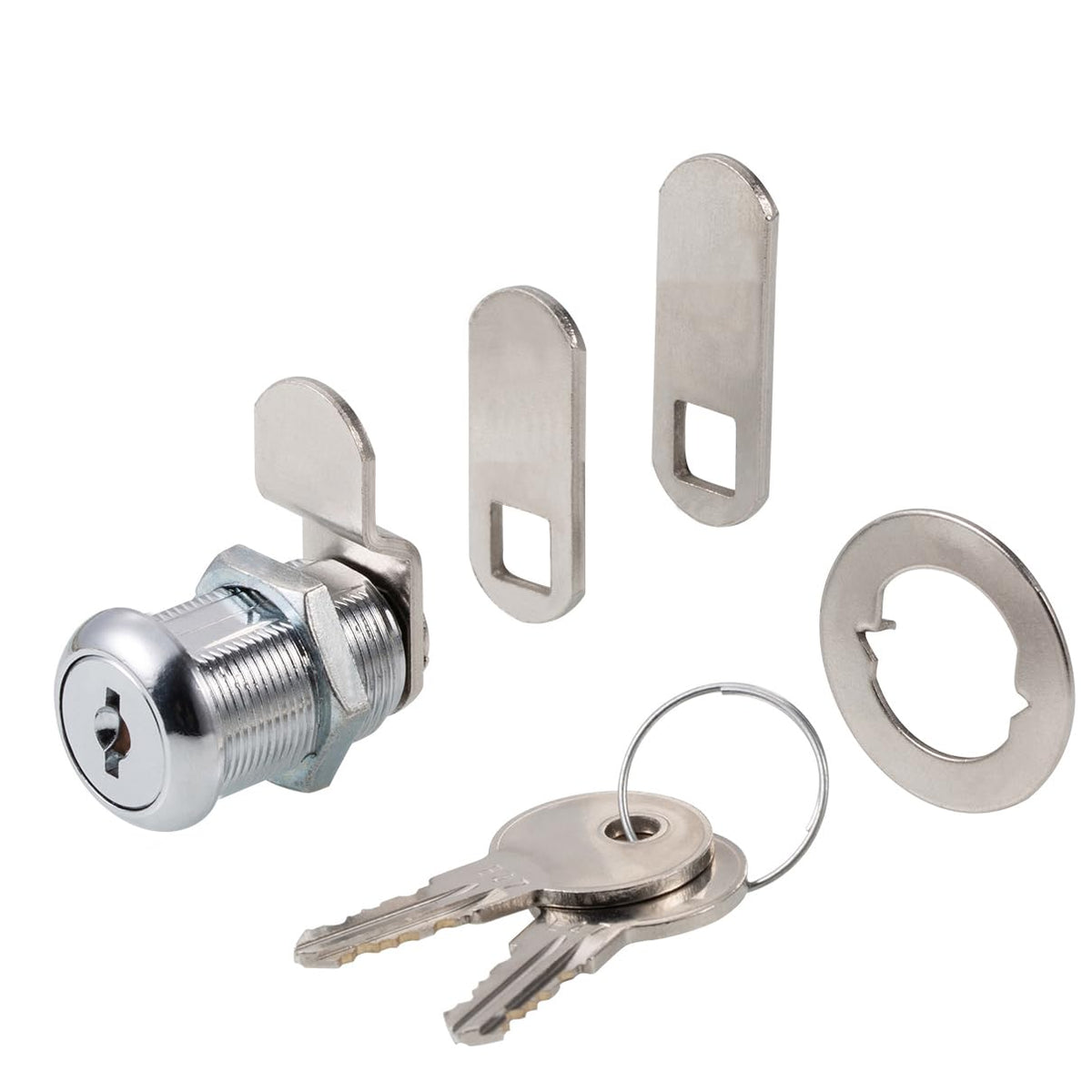 Keyed Alike 1” Cylinder Cam Locks Chrome Finish with 3 Cams and 2 Keys T793599