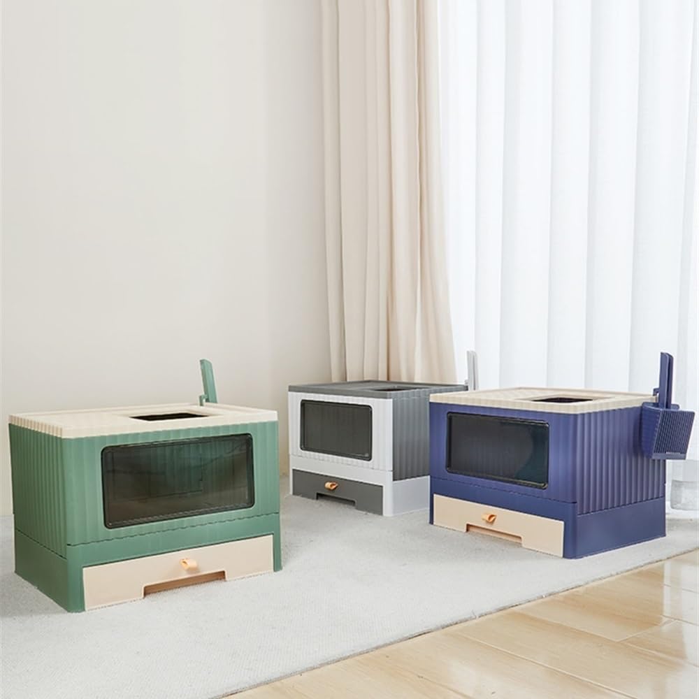 Foldable Top Entry Cat Litter Box with Lid I64606