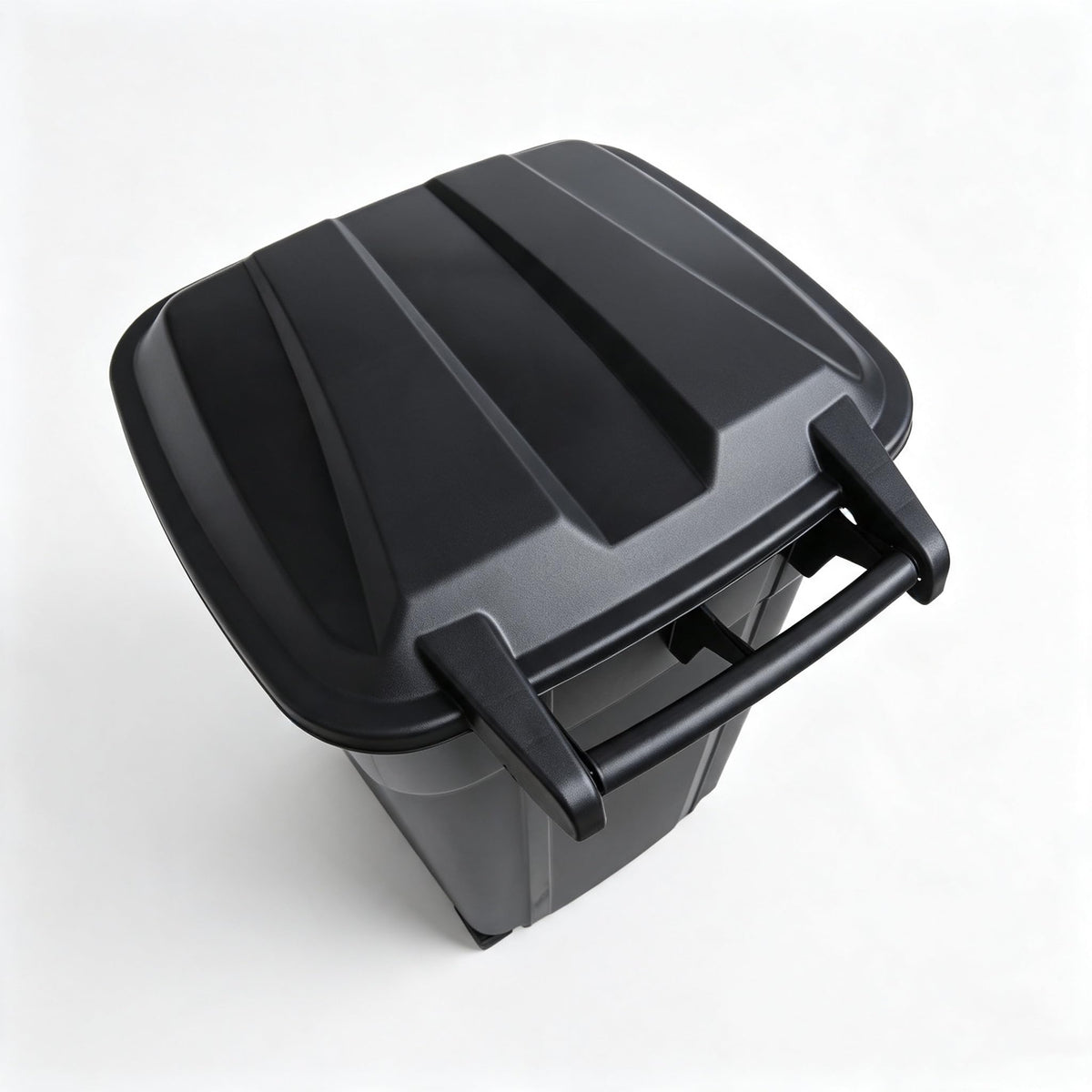 32 Gallon Black Plastic Wheeled Trash Can with Lid C388144
