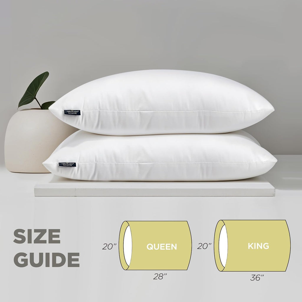 100% Organic Cotton Cover King Size Bed Pillows Set of 2 Y417379