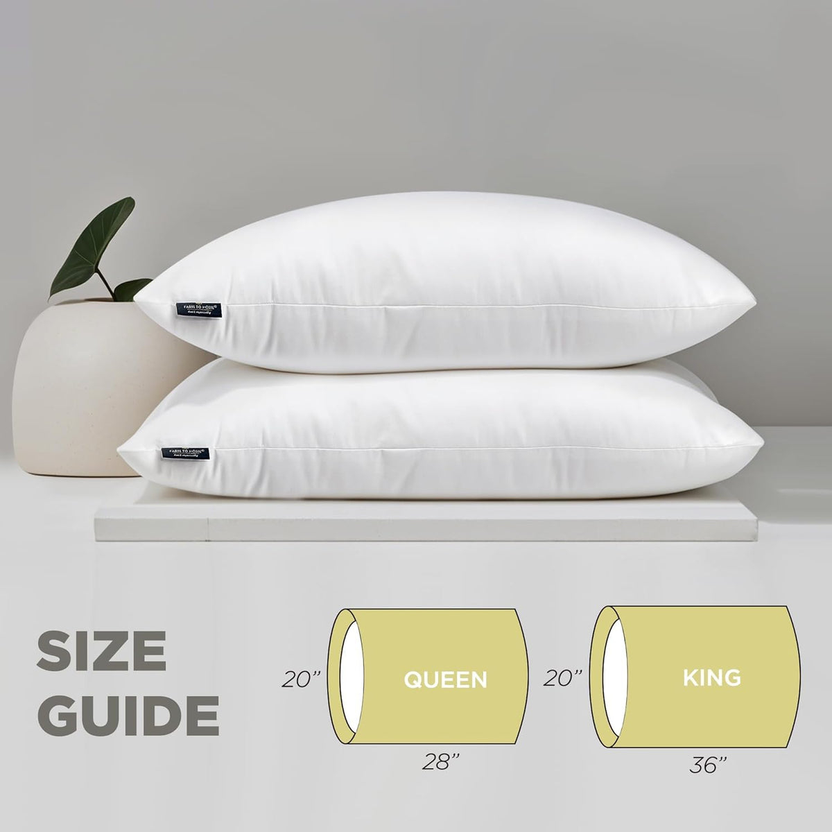 100% Organic Cotton Cover King Size Bed Pillows Set of 2 Y417379