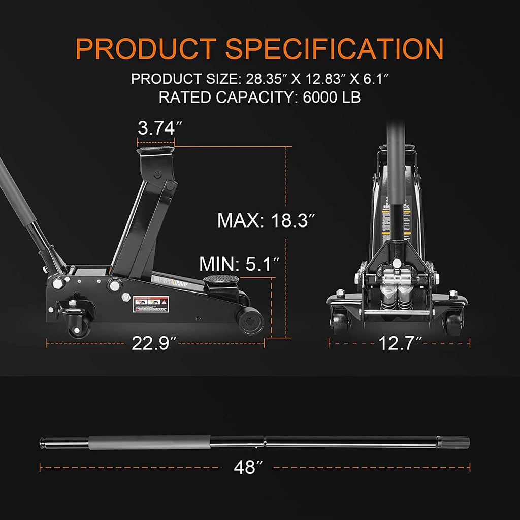3 Ton Hydraulic Heavy Duty Steel Floor Jack A10149