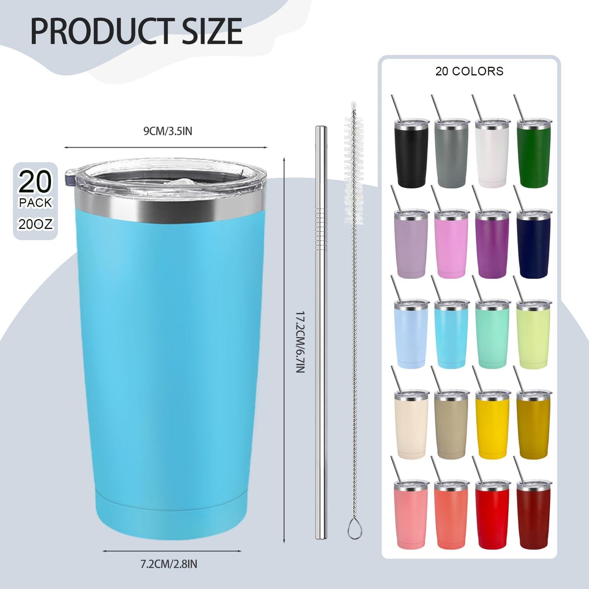 20 Pack Stainless Steel Insulated Tumbler F55653