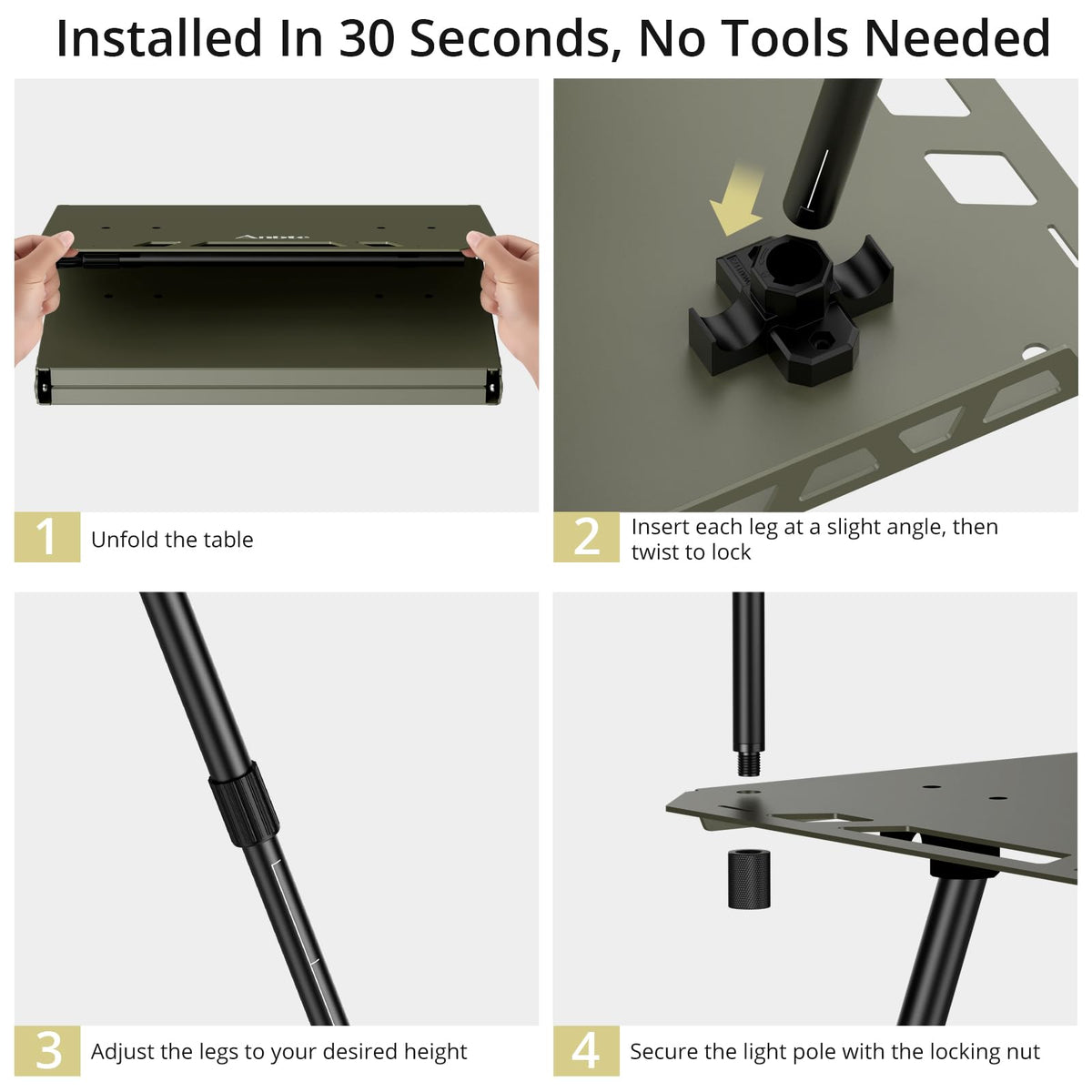 Adjustable Aluminum Folding Camping Table W305514