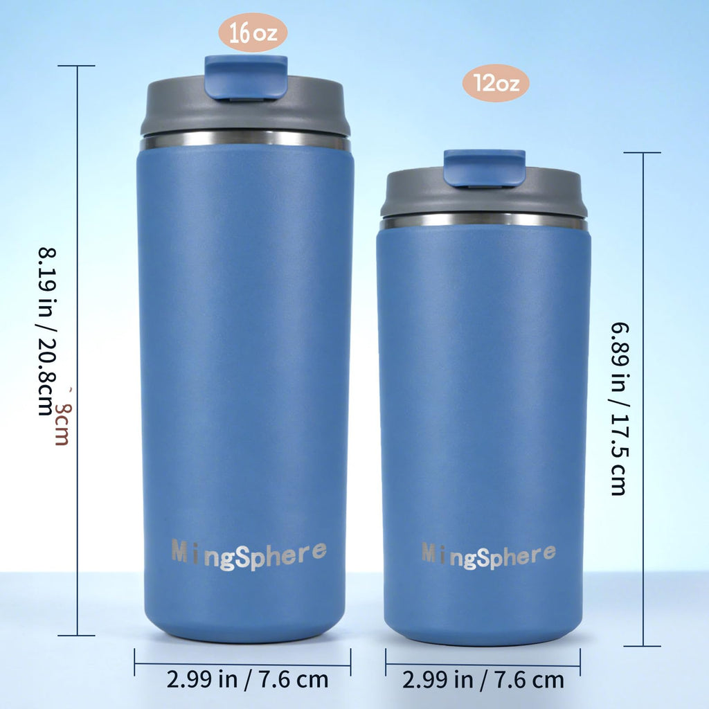 16oz Insulated Stainless Steel Coffee Cup with Flip Lid, Blue V662