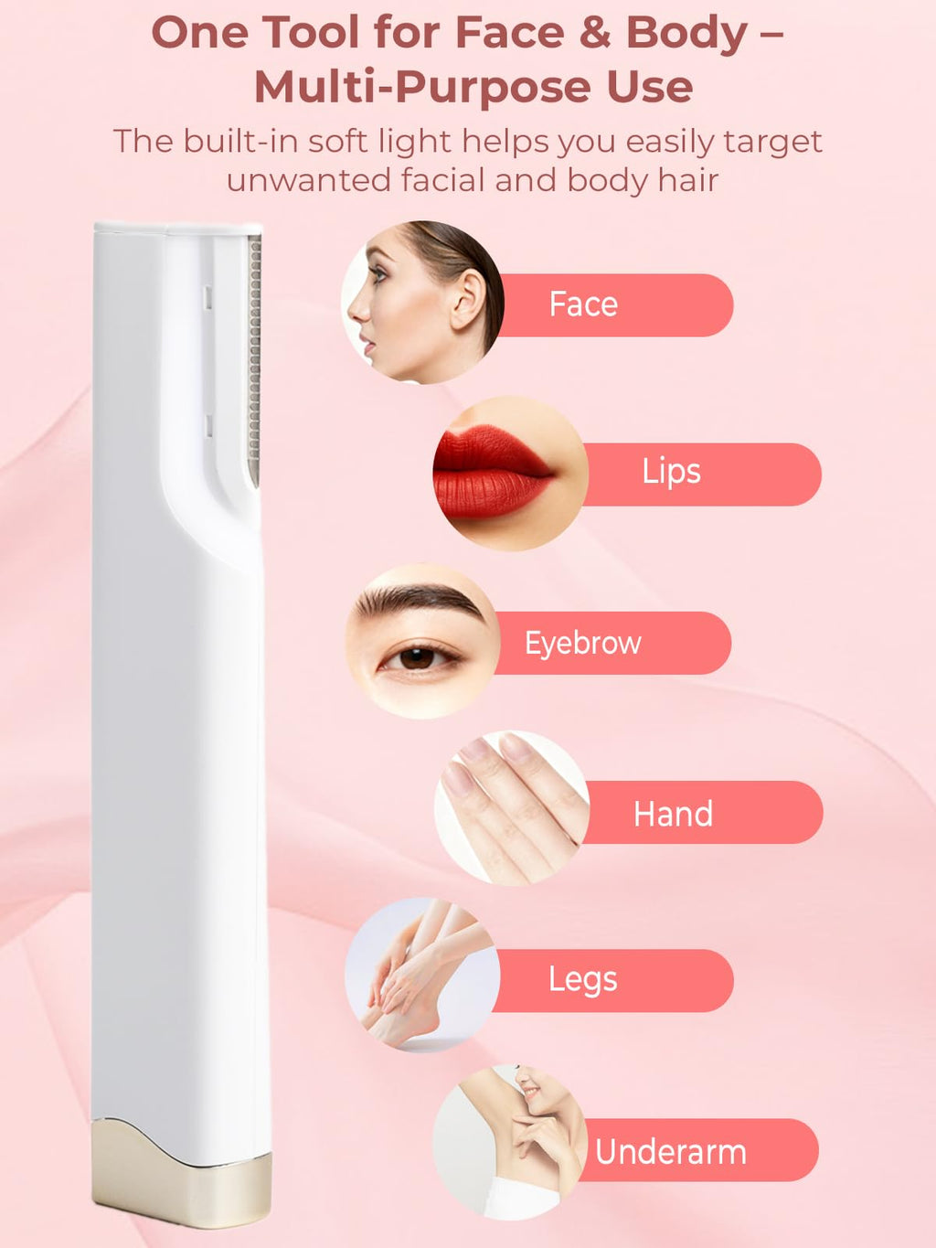 Electric 3-Speed Facial Razor with LED Light Q82277