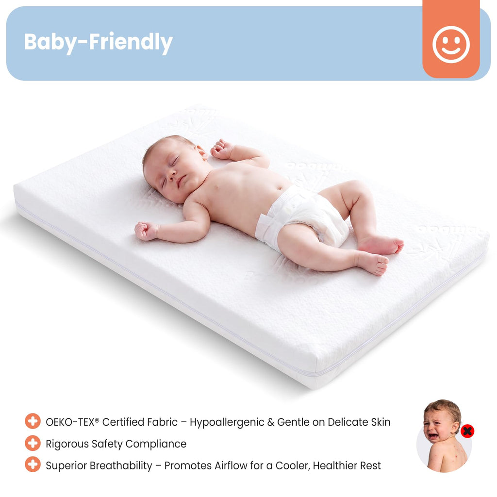 2" Thick Dual Sided Gel Memory Foam Bassinet Mattress F505730