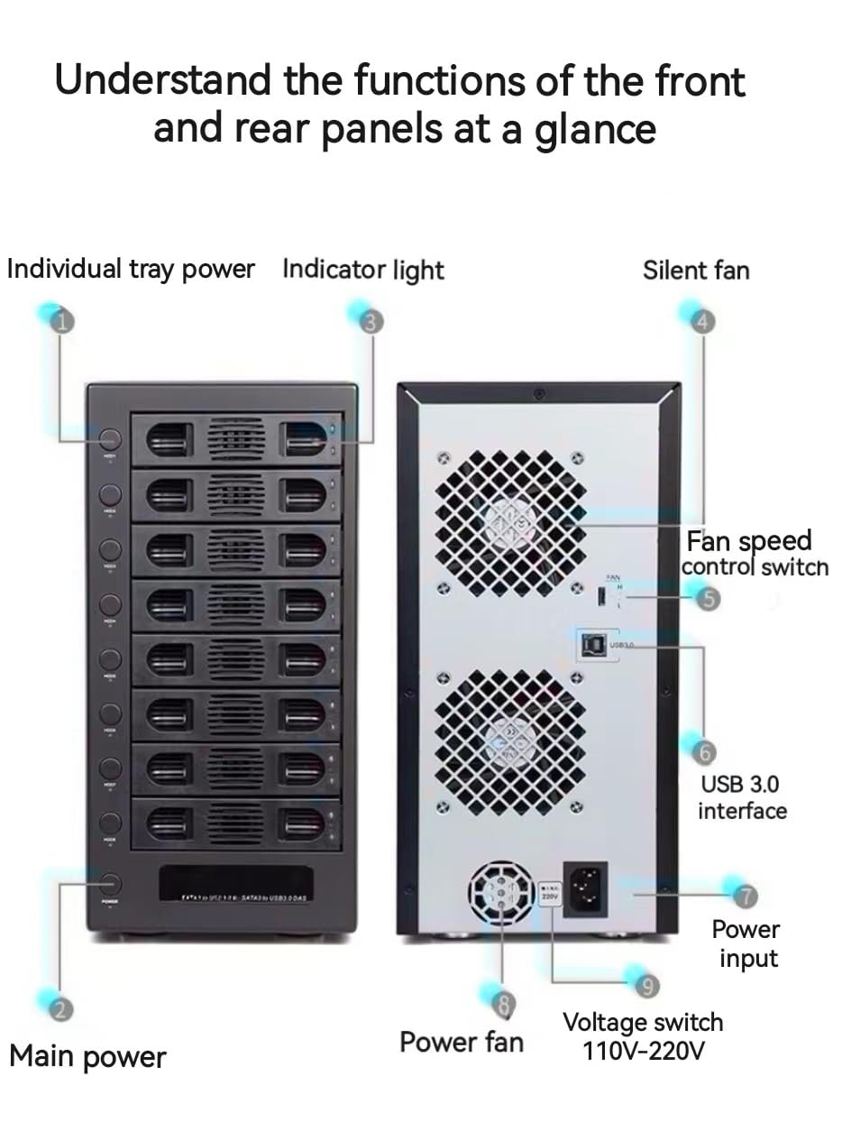 8-Bay Black Hard Drive Enclosure V427