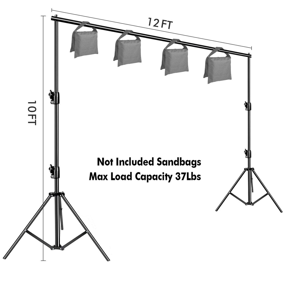 12ft x 10ft Adjustable Photography Backdrop Stand Kit with Carry Bag M933871