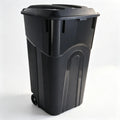32 Gallon Black Plastic Wheeled Trash Can with Lid C388144