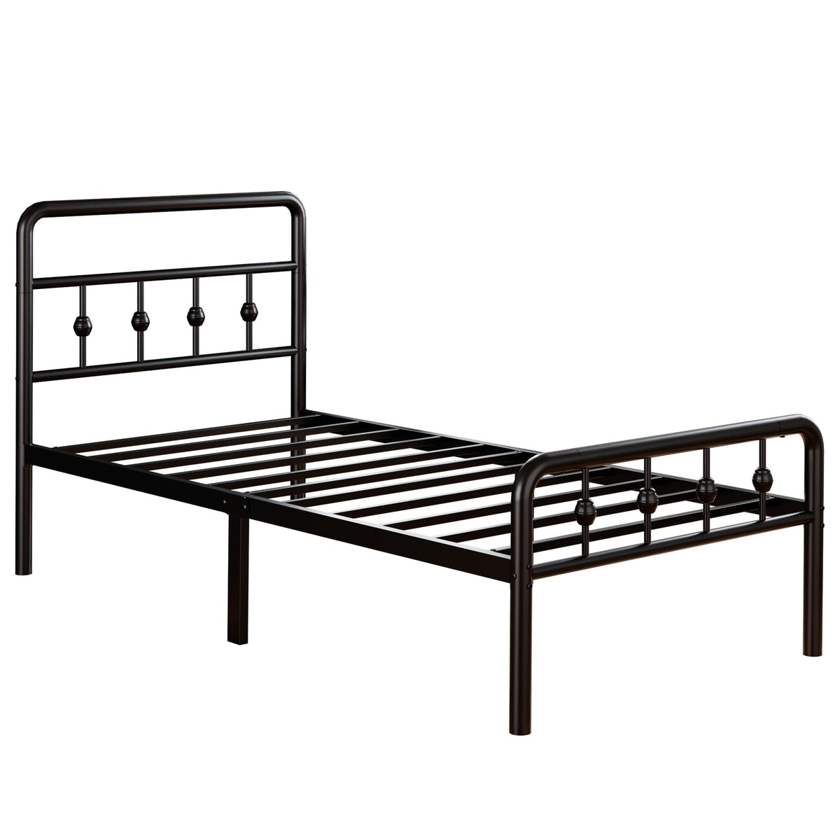 16 Inch Twin Metal Platform Bed with Headboard and Footboard K3318