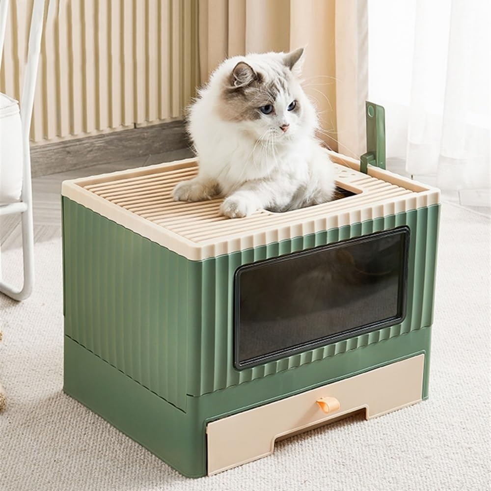 Foldable Top Entry Cat Litter Box with Lid I64606