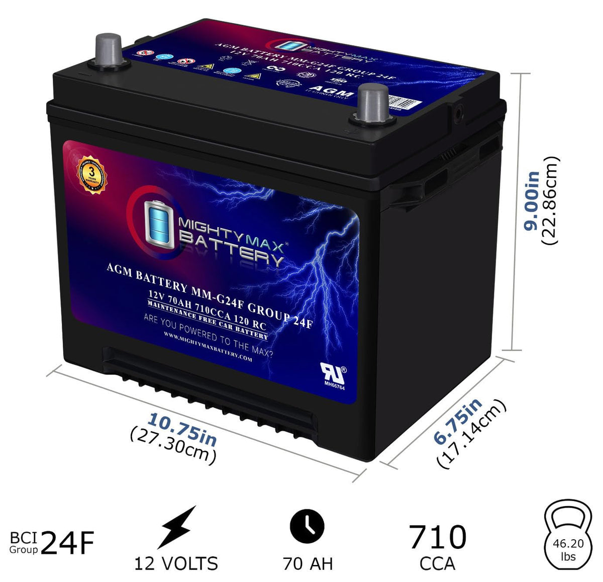 12V 70Ah AGM Replacement Battery E30139