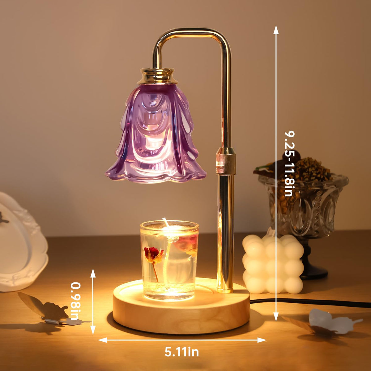 Adjustable Height Dimmable Candle Warmer Lamp with Timer H829