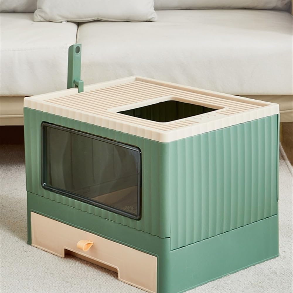 Foldable Top Entry Cat Litter Box with Lid I64606
