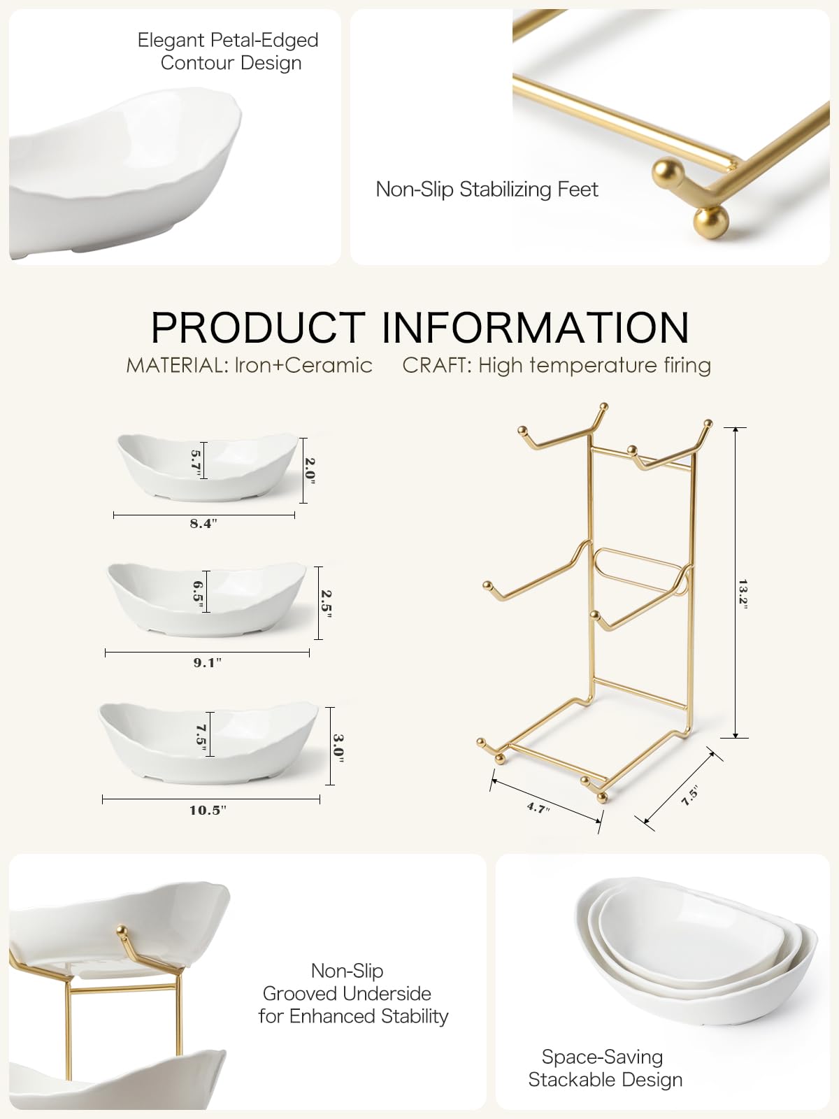 3 Tier White Ceramic Fruit Bowl D8817