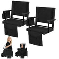 2 Pcs Folding Stadium Seats with Back Support & Cushion Q1683