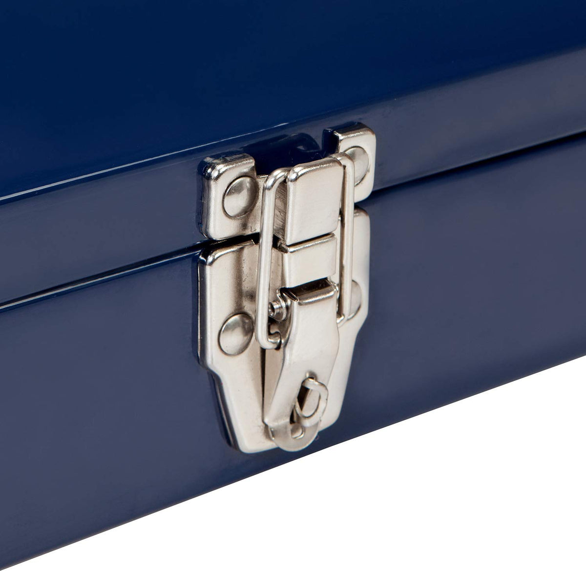 16" Portable Steel Tool Box with Metal Latch Closure, Blue Y257005