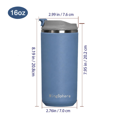 16oz Insulated Stainless Steel Coffee Cup with Flip Lid, Blue V662
