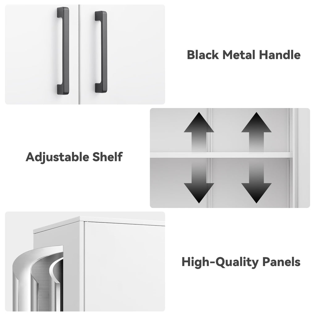 Lockable White Wall Cabinet with Adjustable Shelf P130188