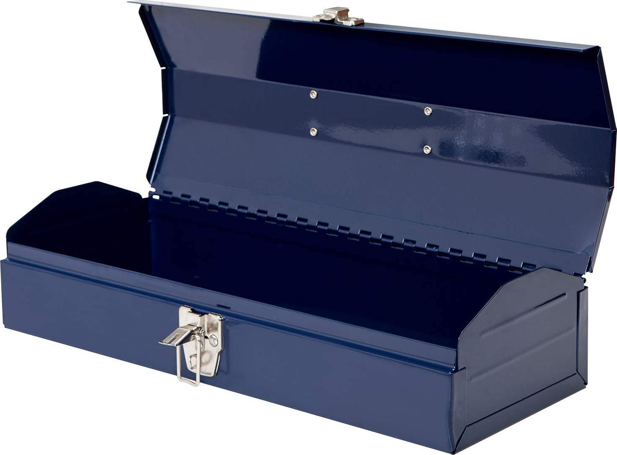 16" Portable Steel Tool Box with Metal Latch Closure, Blue Y257005