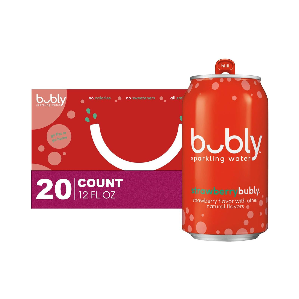 Strawberry Flavored Sparkling Water 12 fl oz Aluminum Can 20-Pack X644