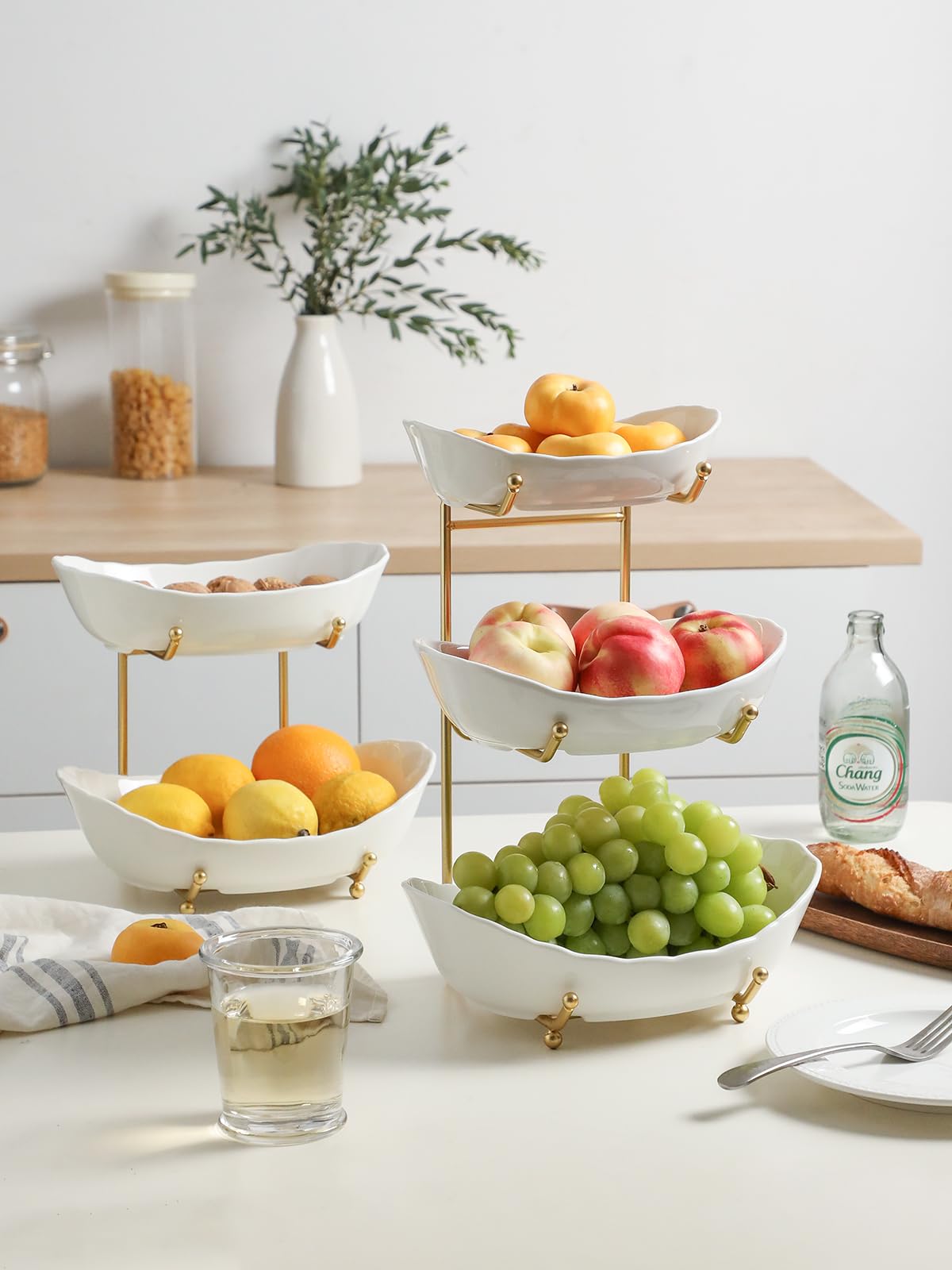 3 Tier White Ceramic Fruit Bowl D8817