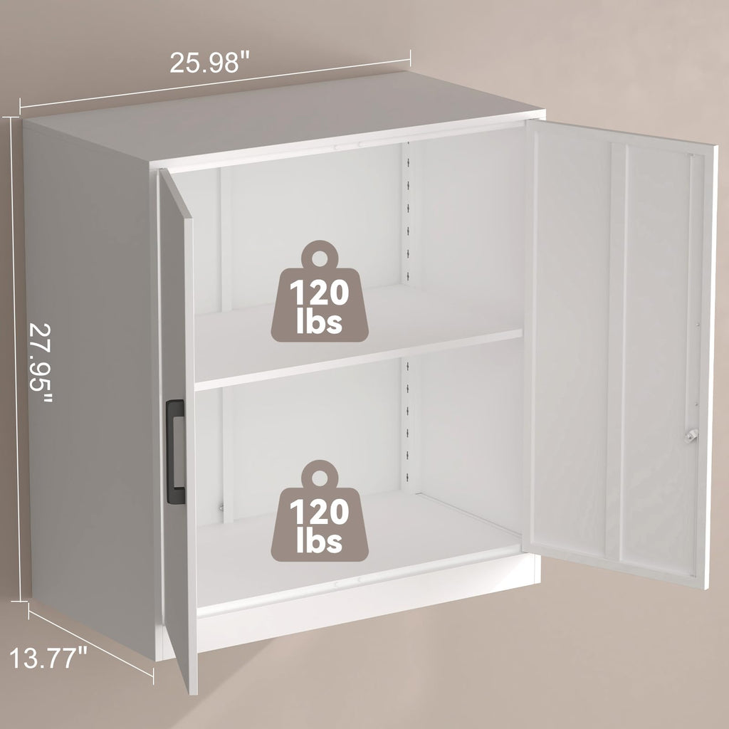 Lockable White Wall Cabinet with Adjustable Shelf P130188