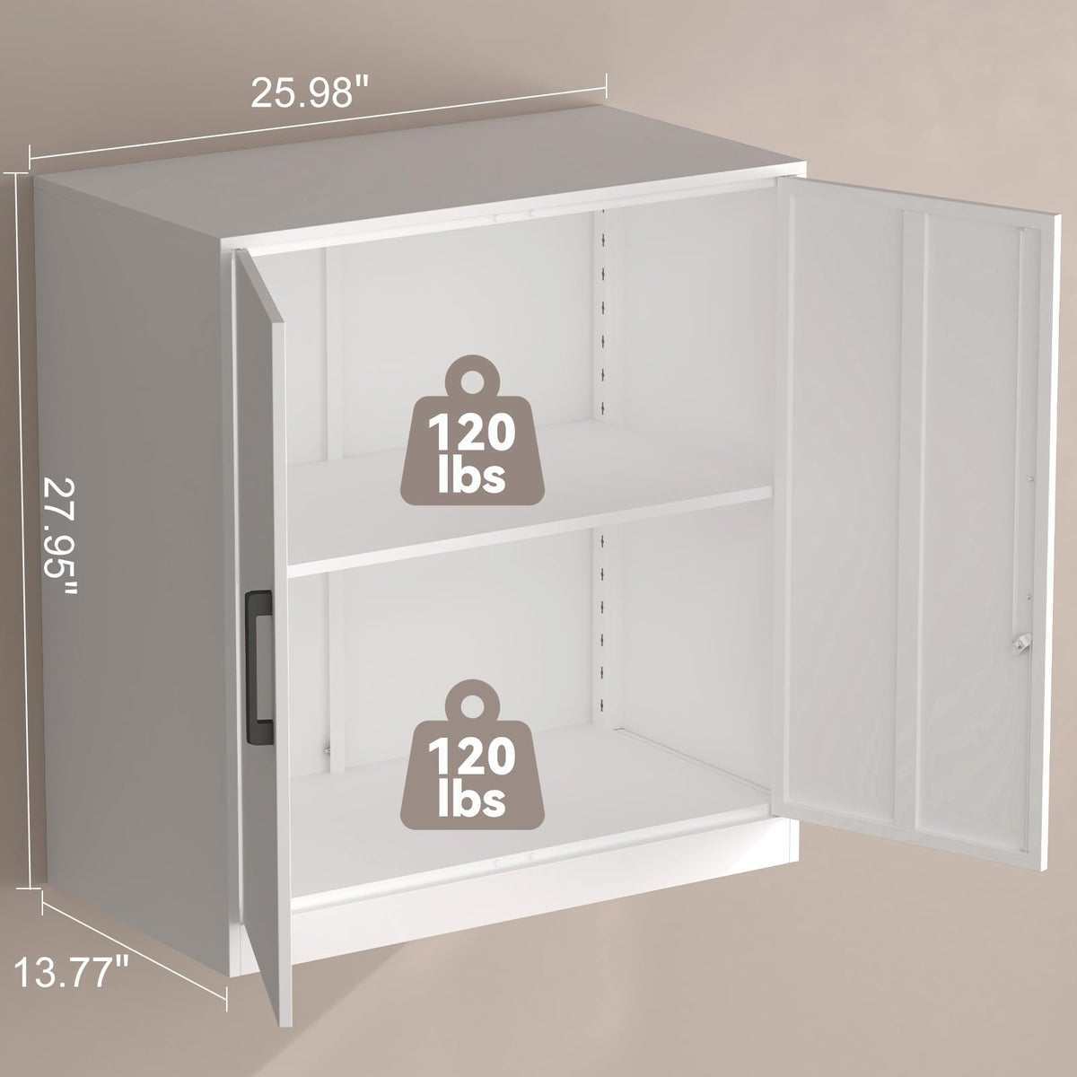 Lockable White Wall Cabinet with Adjustable Shelf P130188