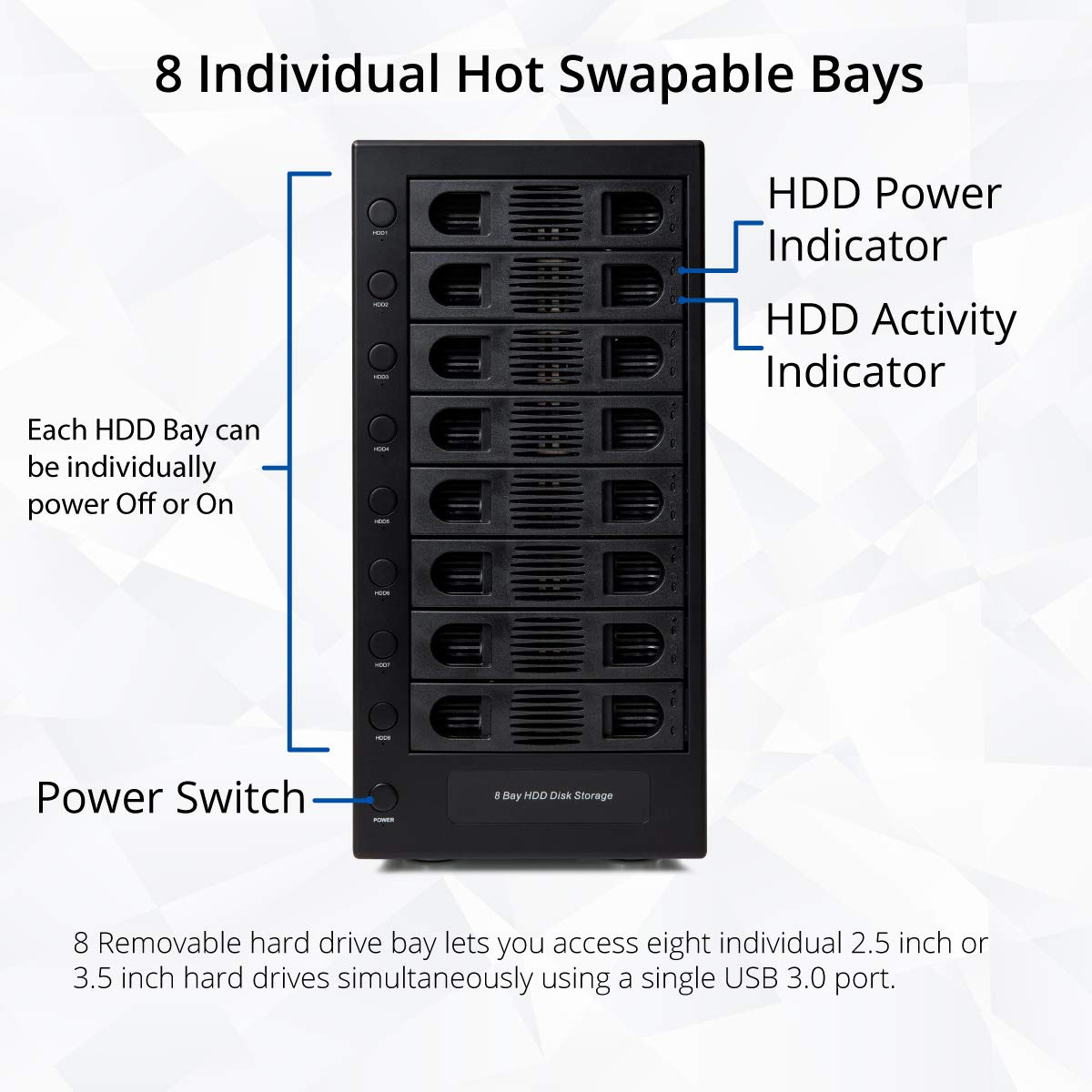 8-Bay Black Hard Drive Enclosure V427
