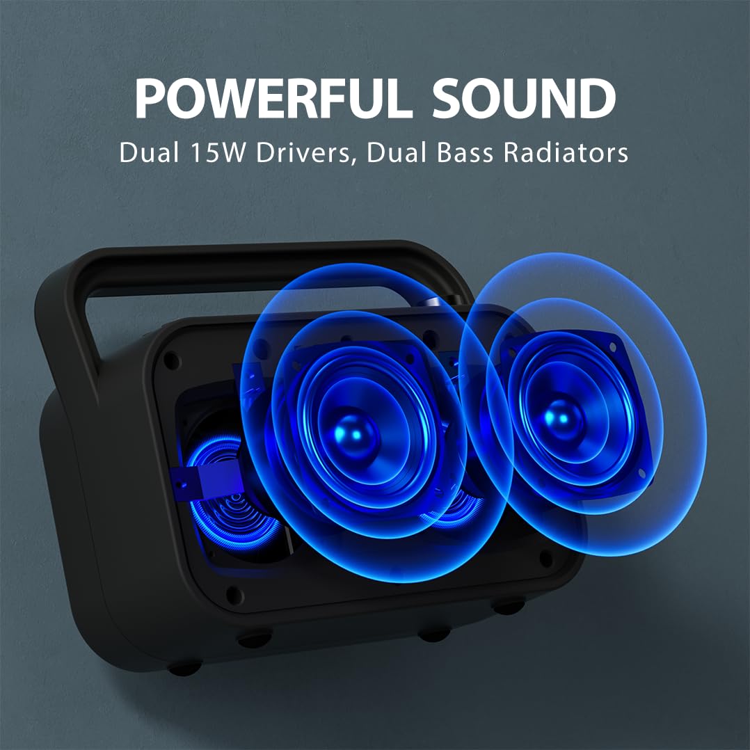 Portable FM Radio with 30W Stereo Bluetooth Speaker C934