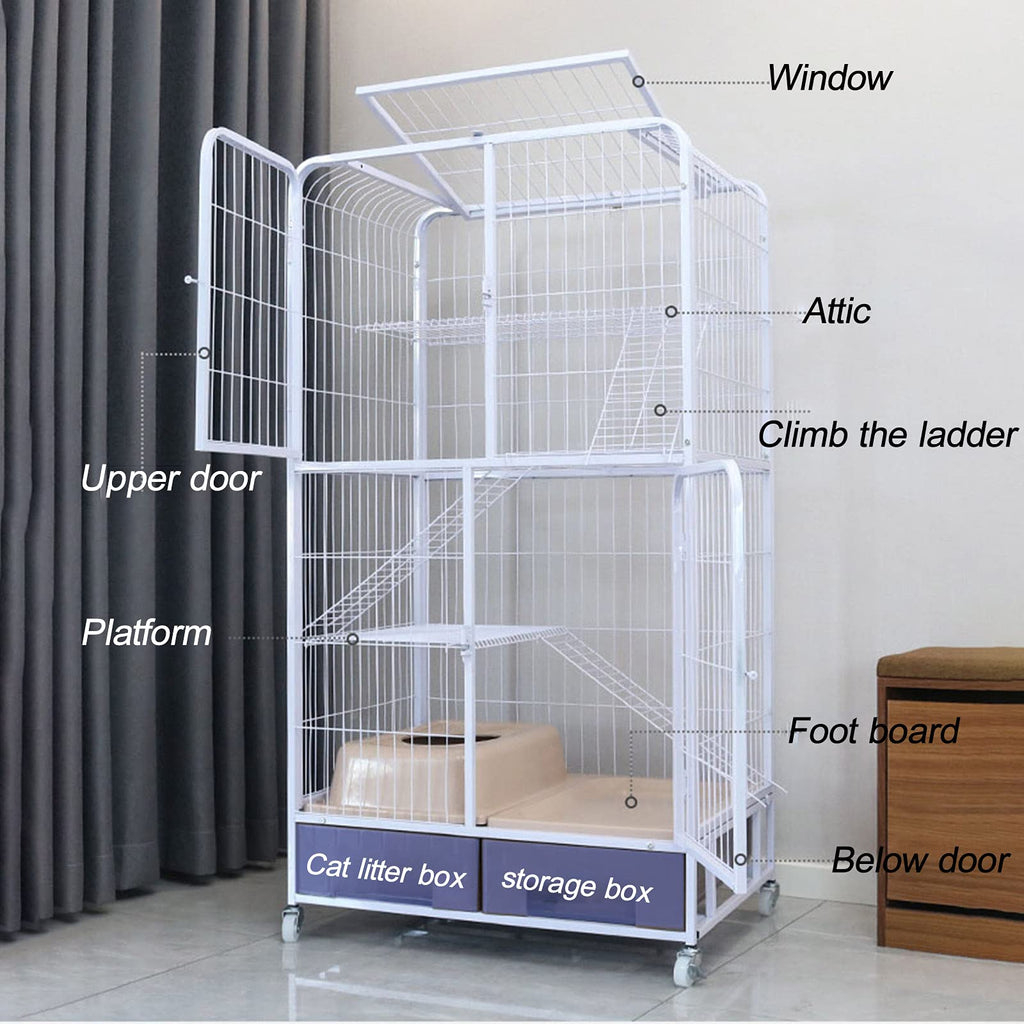 Heavy Duty Metal Dog Crate Cat Cage with Four Wheels P861