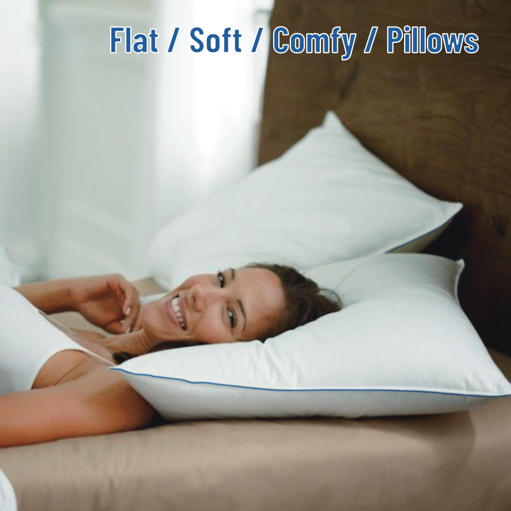 Soft Thin Standard Size Pillows Set of 2 with Down Alternative Fill White D232