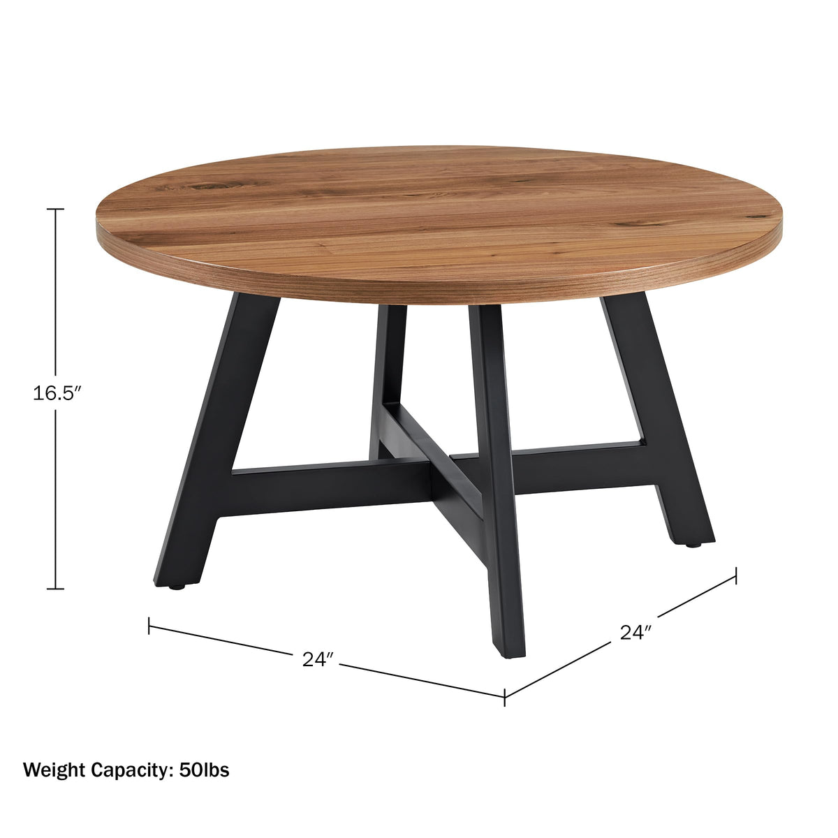 Round Wood Top Metal Base Coffee Table G7097