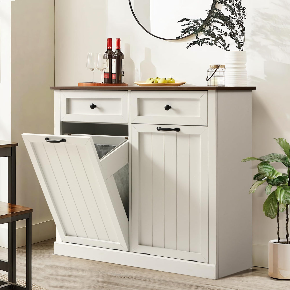 Double Laundry Hamper Cabinet with 2 Drawer X79559