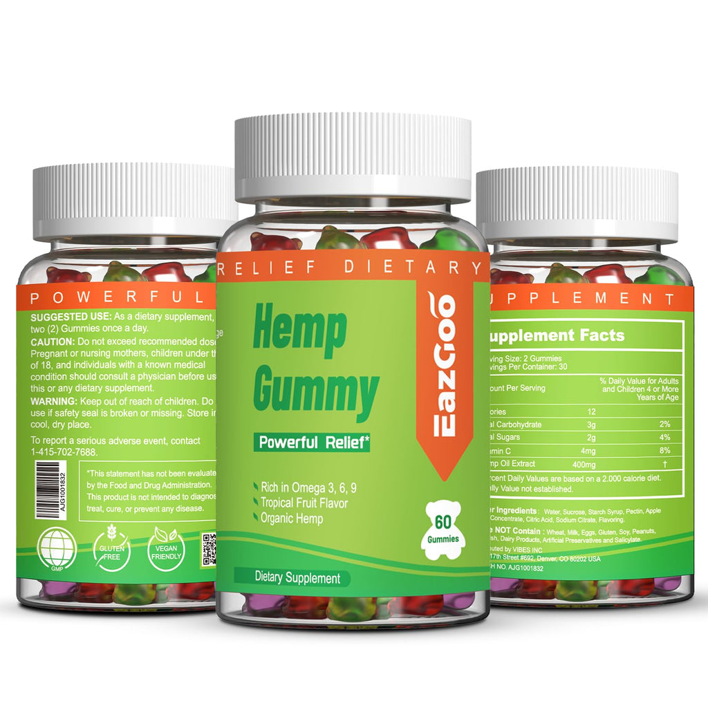 Hemp Gummies 2,000,000 XXL Extra Strength 120 Counts Y70362