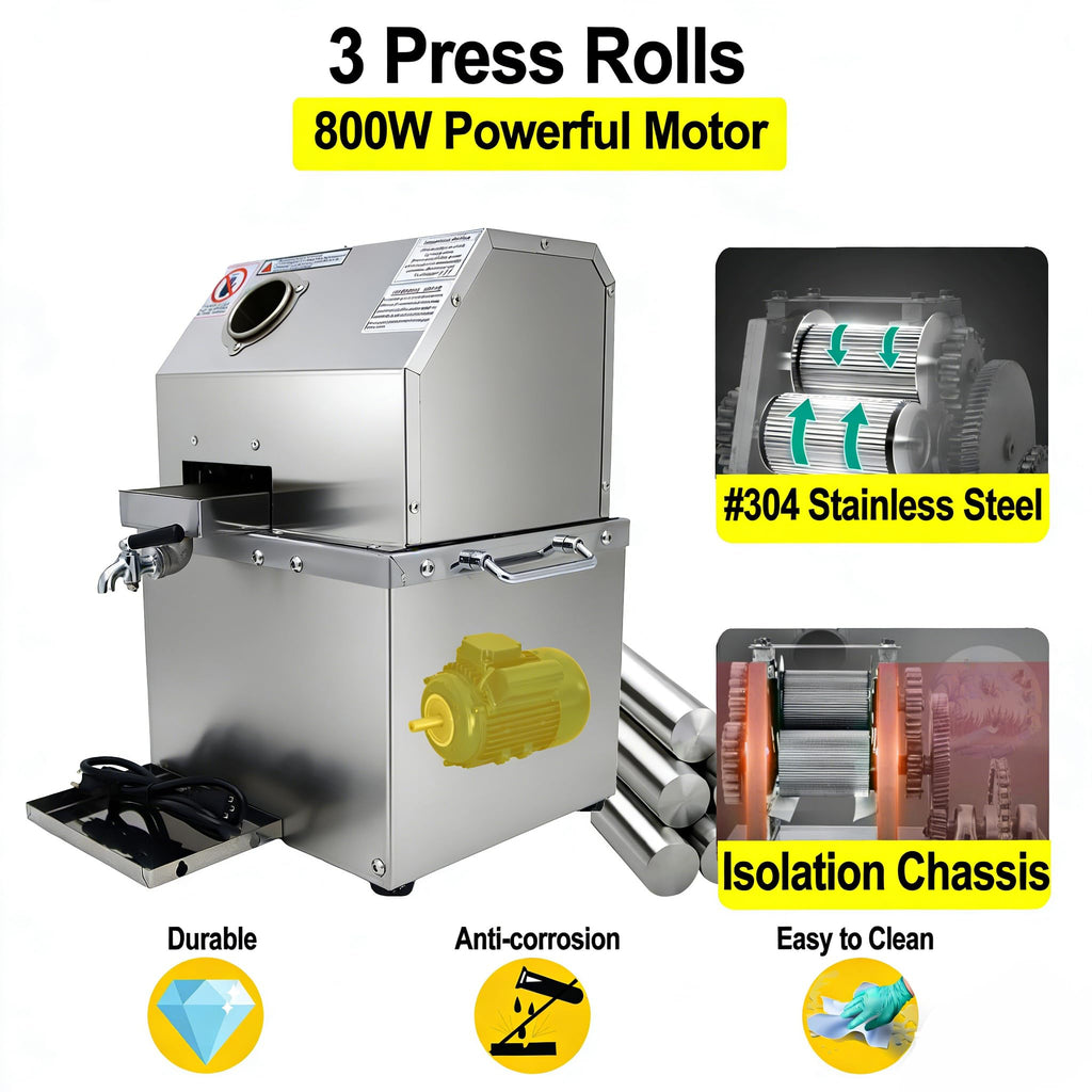 110V 800W Stainless Steel Electric Sugar Cane Juicer Machine J21404