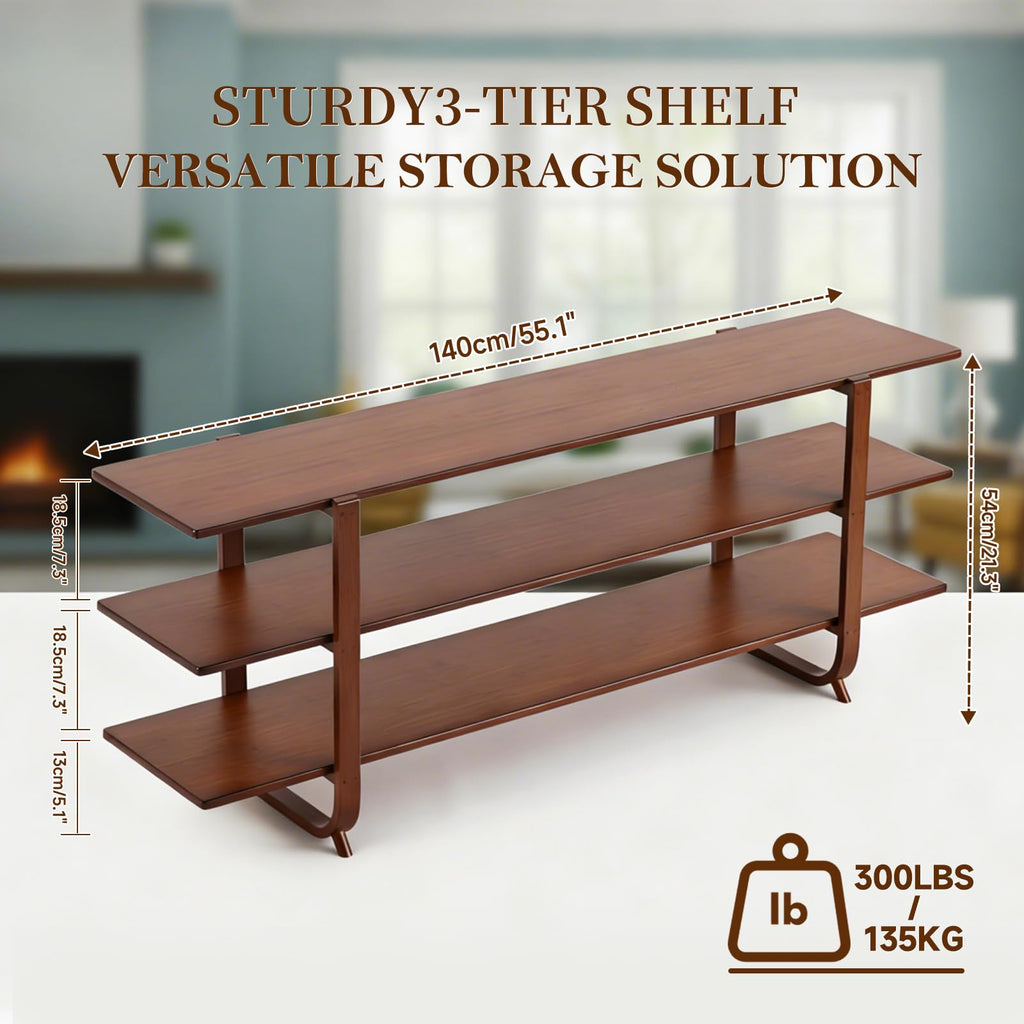 Walnut 65 Inch 3-Tier TV Stand J3938