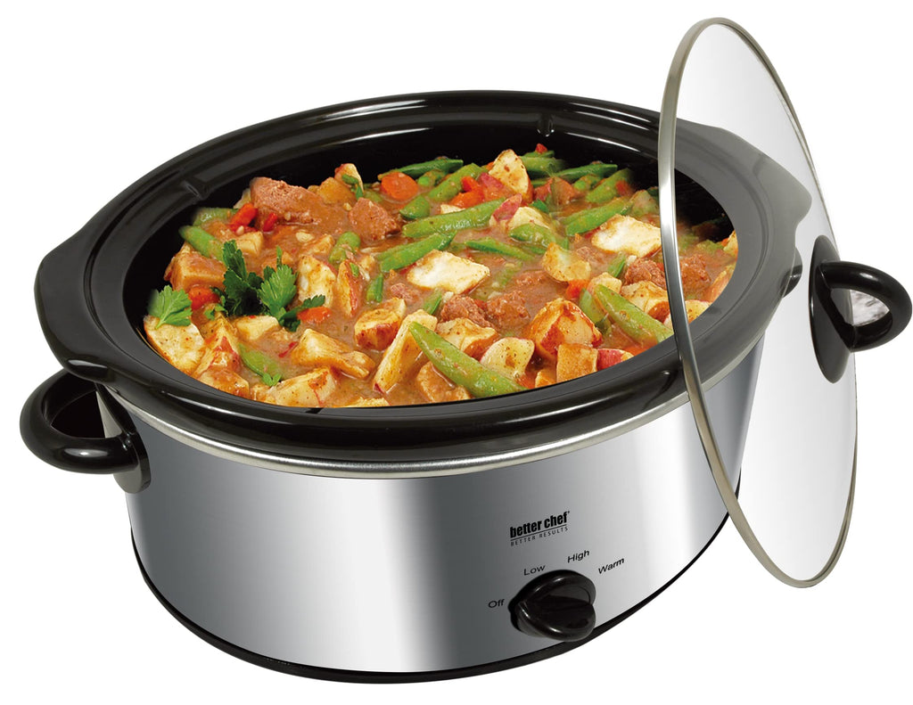 Oval Slow Cooker 3-Quart Glass Lid Enamel Stoneware Insert I290779