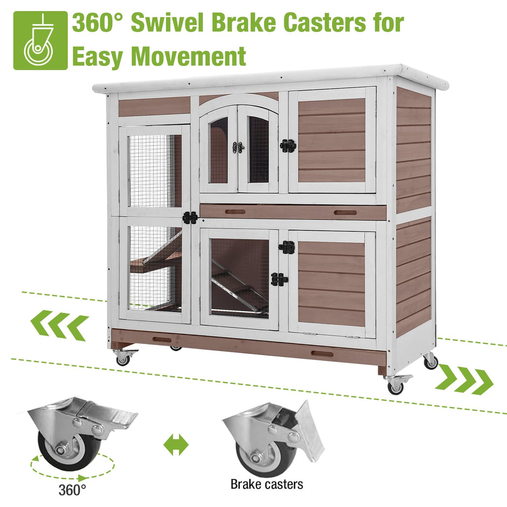 Two-Story Rabbit Hutch with Wheels M68015